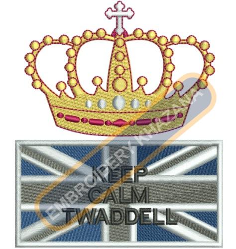 Flag with crown embroidery design